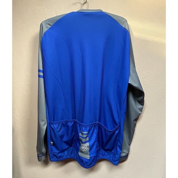 Aero Tech Design Custom Full-Zip Long Sleeve Cycling Jersey 2XL Blue Gray Pocket - Picture 2 of 7
